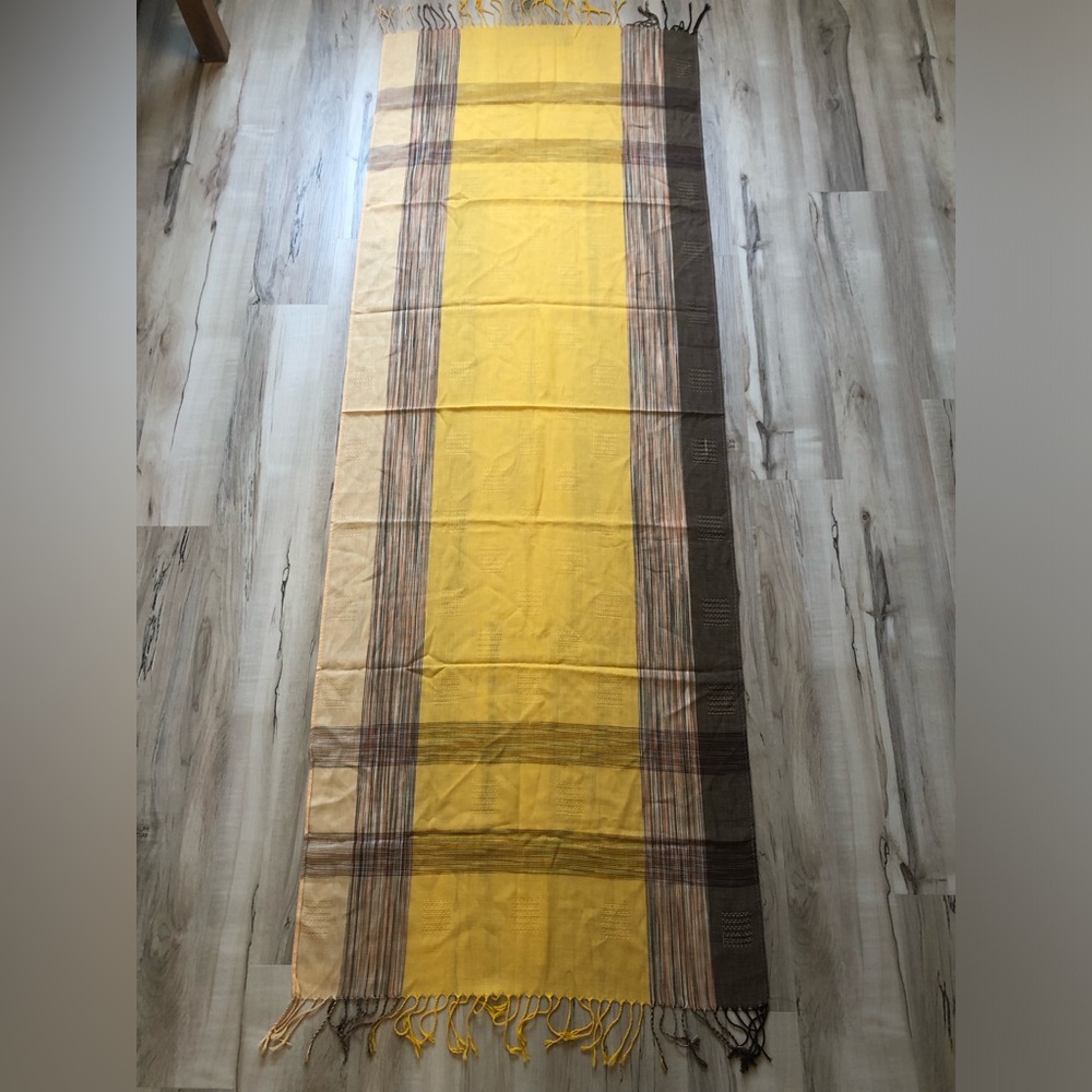 ✨$8 Clear Out ✨ Pashmina Yellow, Brown, Grey Striped Scarf - Picture 5 of 5